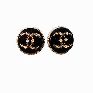 Designer Black Crystal Buttons Converted into Earrings, Hypoallergenic